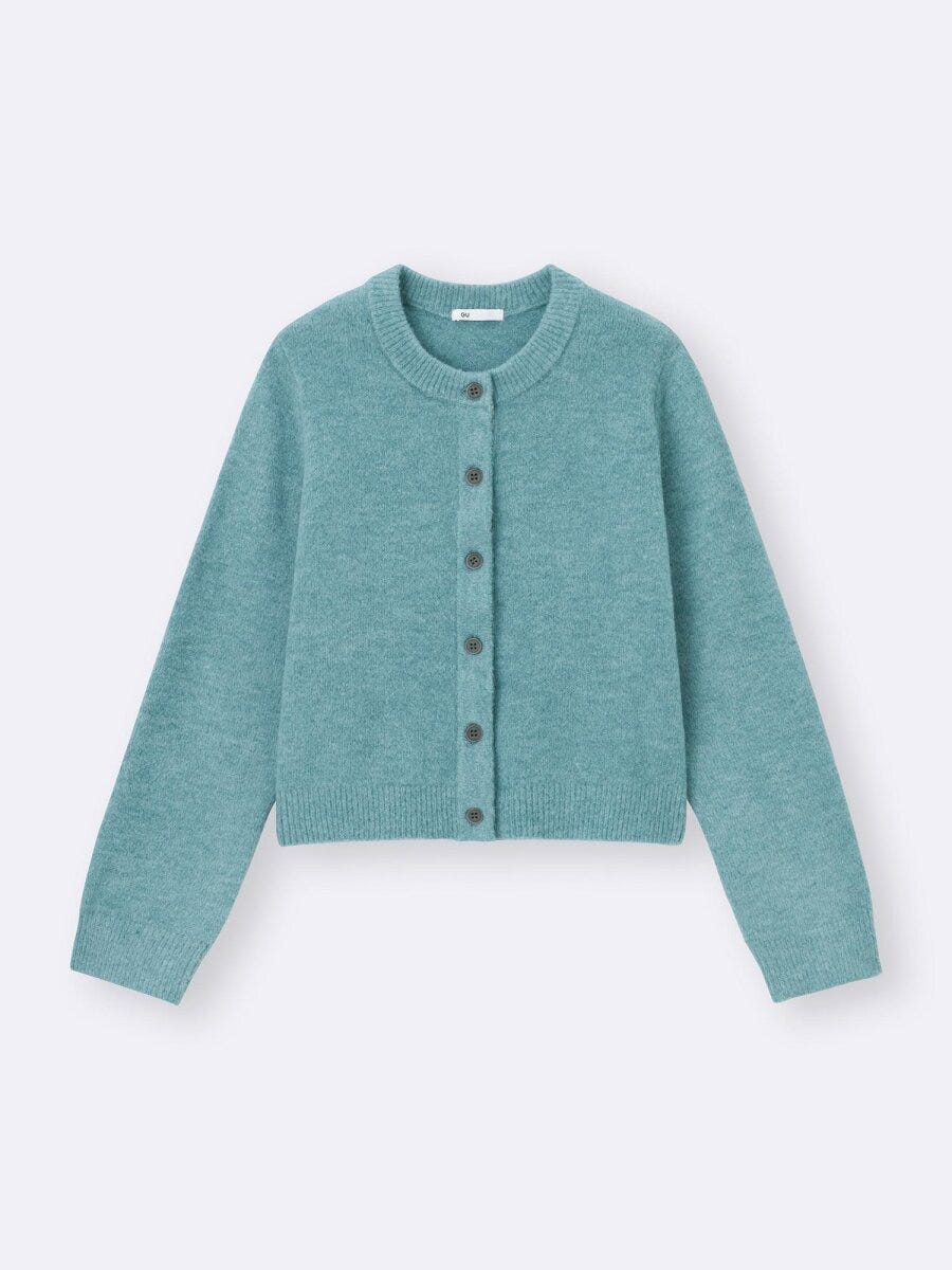 2026gu大人女子おすすめパフニットクルーネックカーディガン