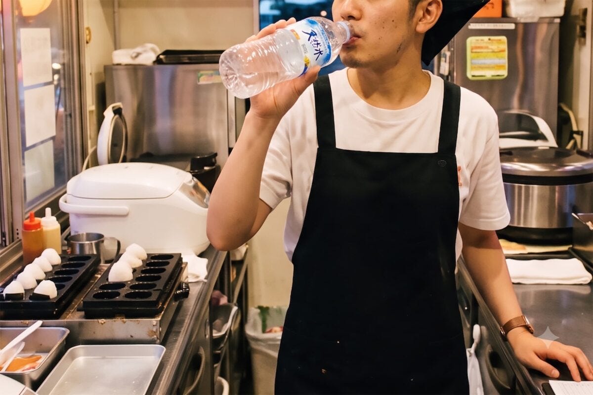 飲食店店員の水分補給