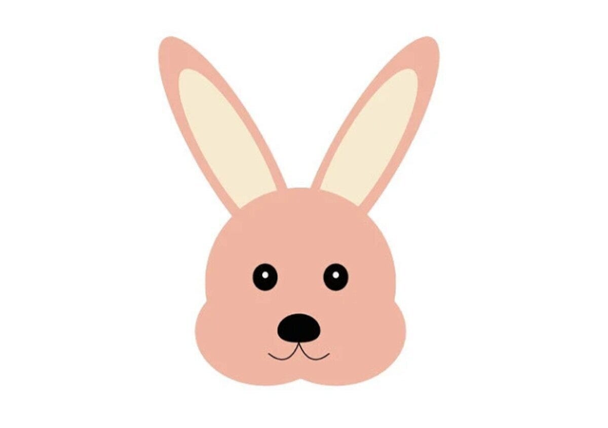長い耳を立てたピンク色のうさぎの顔のイラスト 長い耳を立てたピンク色のうさぎの顔のイラスト