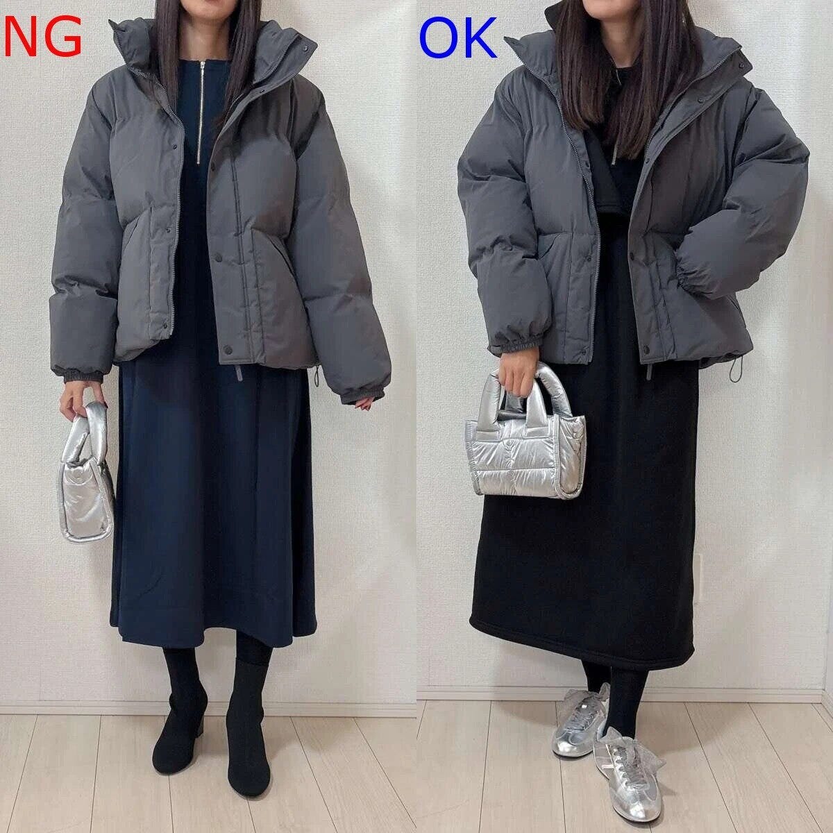 大人女子グレーダウンNG＆OKコーデ