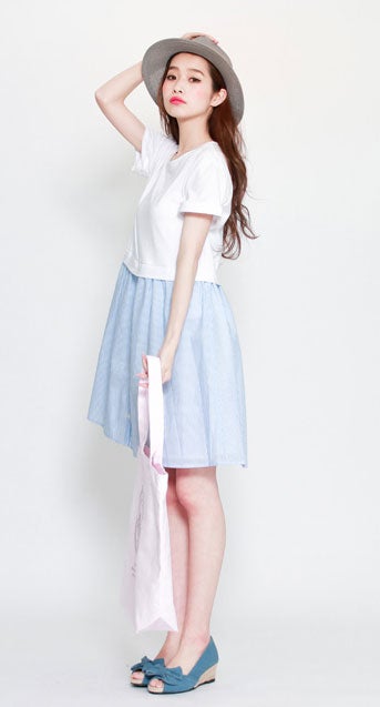 レースorストライプドッキングワンピース「salus」2,990円（税込）