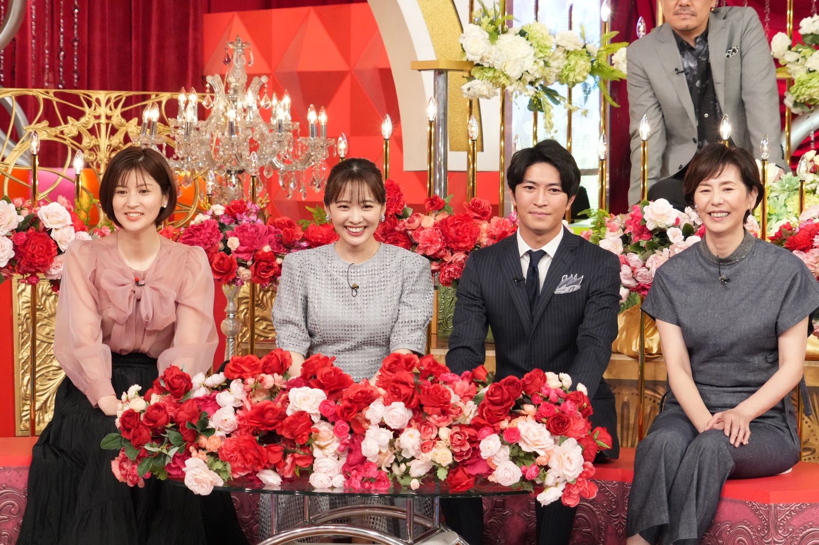 （左から）鈴江奈々アナウンサー、河出奈都美アナウンサー、伊藤遼アナウンサー、陣内貴美子（C）日本テレビ