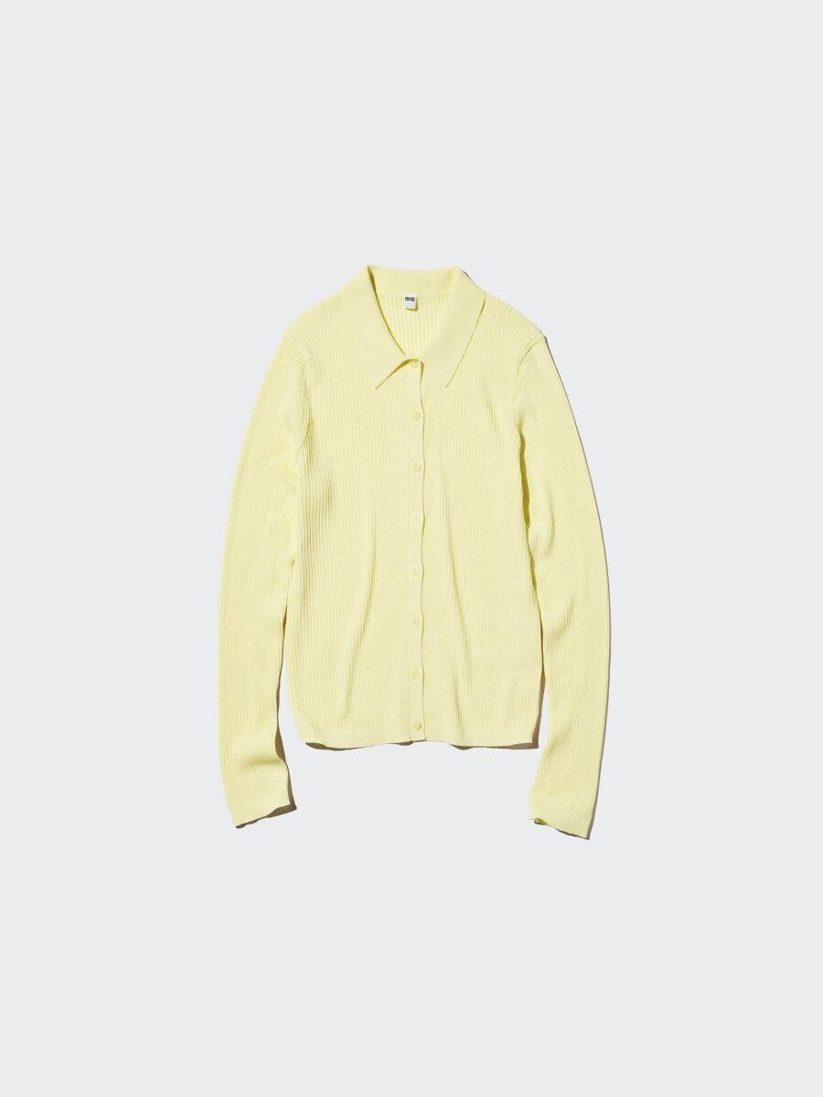 2026春ユニクロ大人女性おすすめリブポロカーディガン