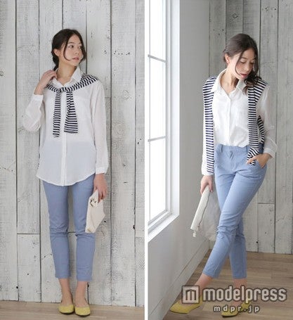 肩掛け風ボーダーロングシャツ「Philter」3,679円(税込)