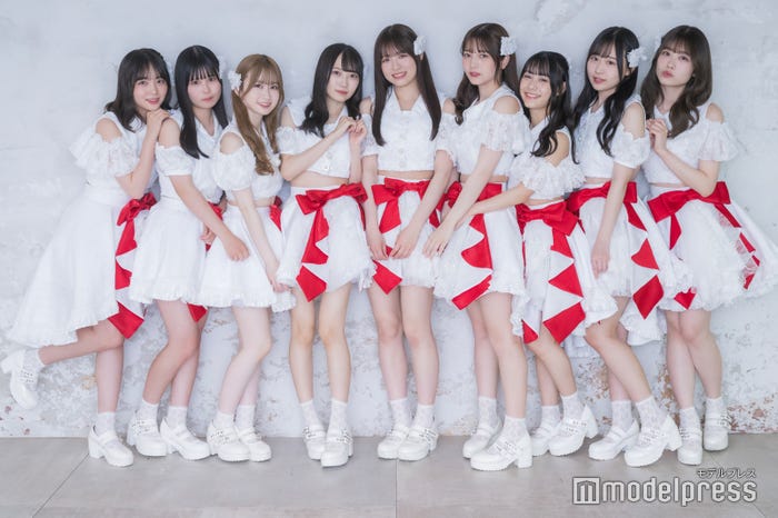 Peel the Apple(C(左から)小田垣有咲、南るな、佐野心音、春海りお、浅原凜、黒嵜菜々子、山崎玲奈、広島世那、松村美月(C)モデルプレス)モデルプレス