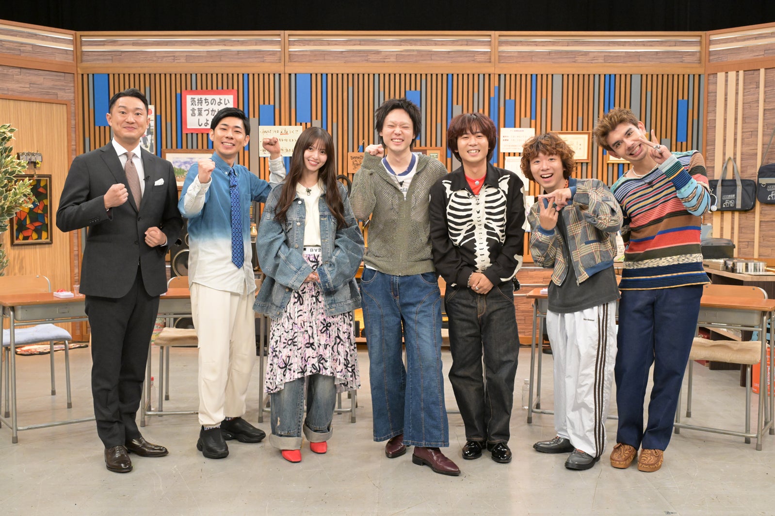 野上慎平アナウンサー、森本晋太郎、齋藤飛鳥、菅田将暉、オカモトレイジ、オカモトコウキ、オカモトショウ（C）テレビ朝日