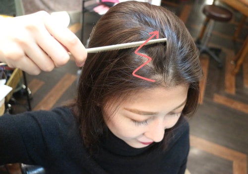 ジグザグに分け目をつくる