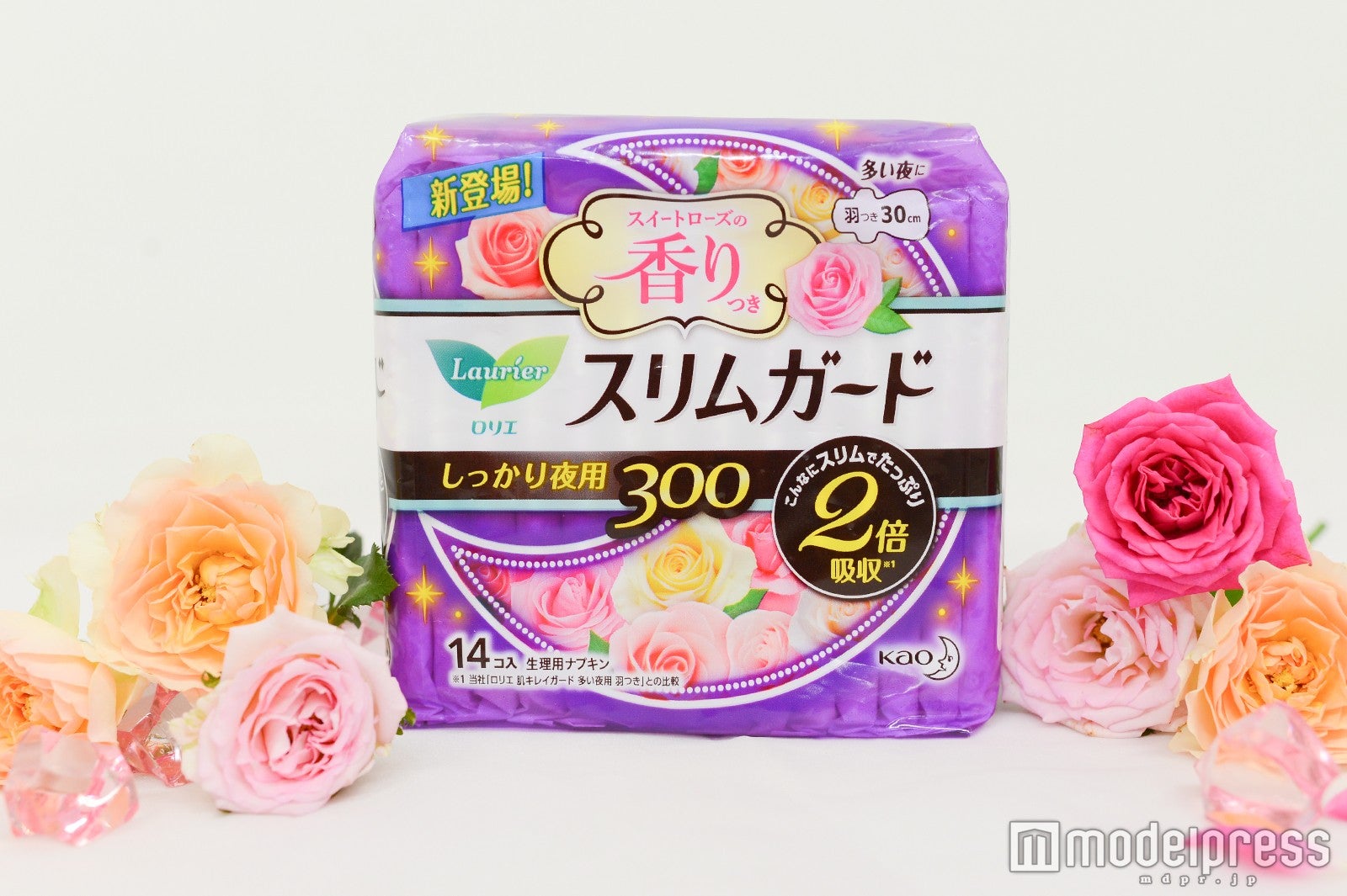 「ロリエ スリムガード スイートローズの香り」しっかり夜用 30cm羽つき（14枚入り）