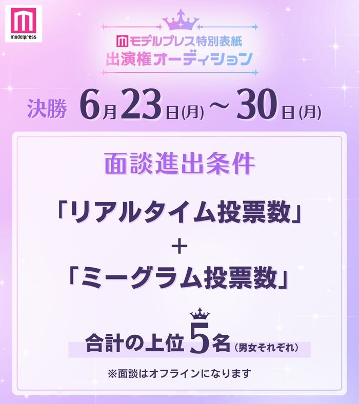「モデルプレス特別表紙出演権オーディション」決勝フロー(C)モデルプレス