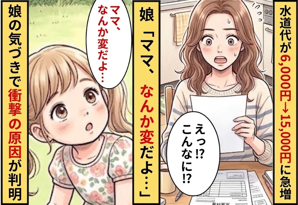 新水道代が【6,000円→15,000円】に急増！？すると「ねぇママ、なんか変だよ…」娘の気づきで【衝撃の原因】が判明した話