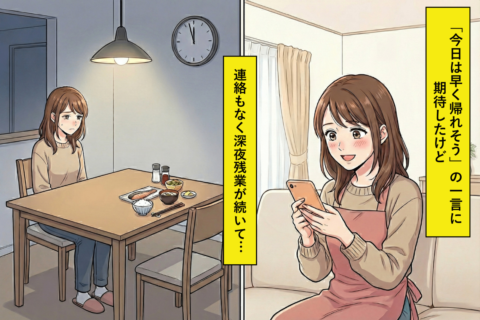 夫に「今日は早く帰れそう」と言われて夕飯を用意 → 結局連絡もなく深夜残業が続いていき...