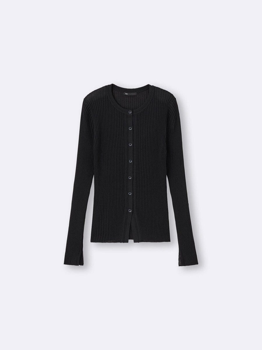 2026gu春黒シアーリブカーディガン