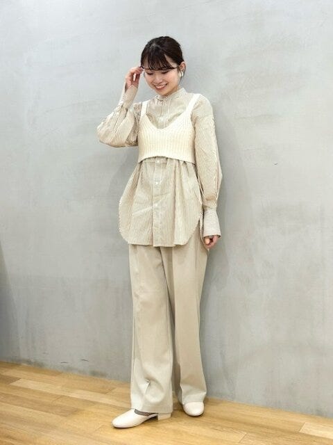 ストライプシャツ　コーデ　秋