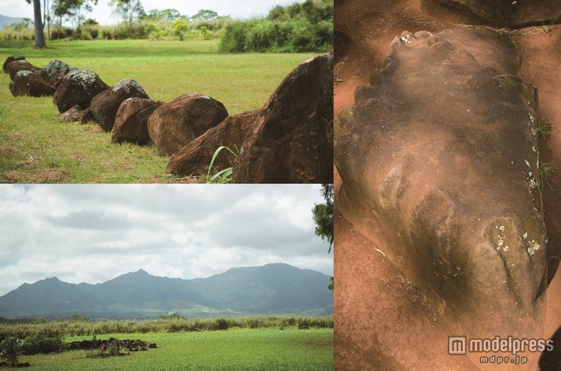 （左上時計回り）監査役の石席、日時計、ワイアナエ山脈／「saita」7月号より（画像提供：セブン＆アイ出版）