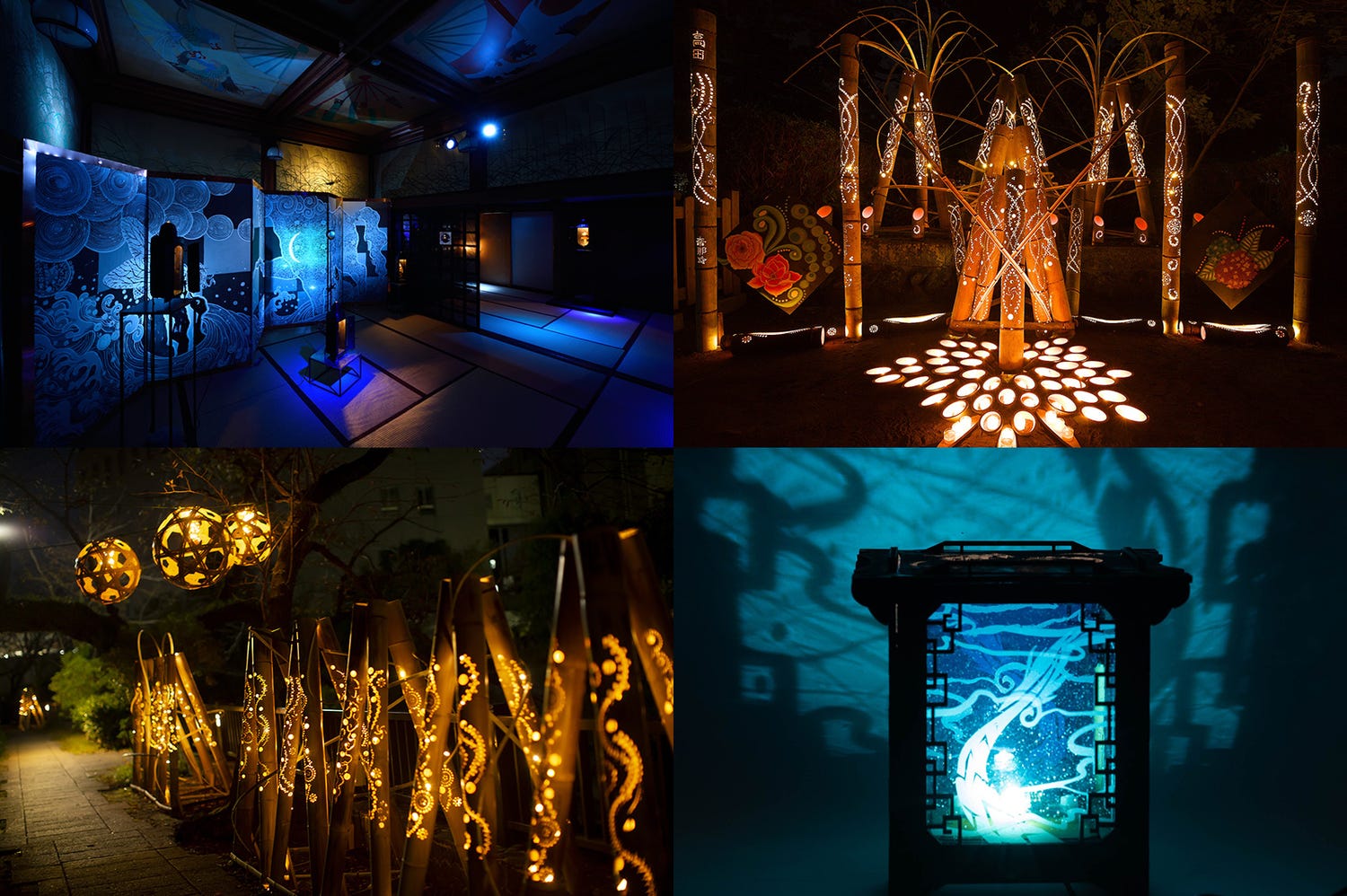 ホテル雅叙園東京「和のあかり×百段階段2022」アートイルミネーションが幻想的