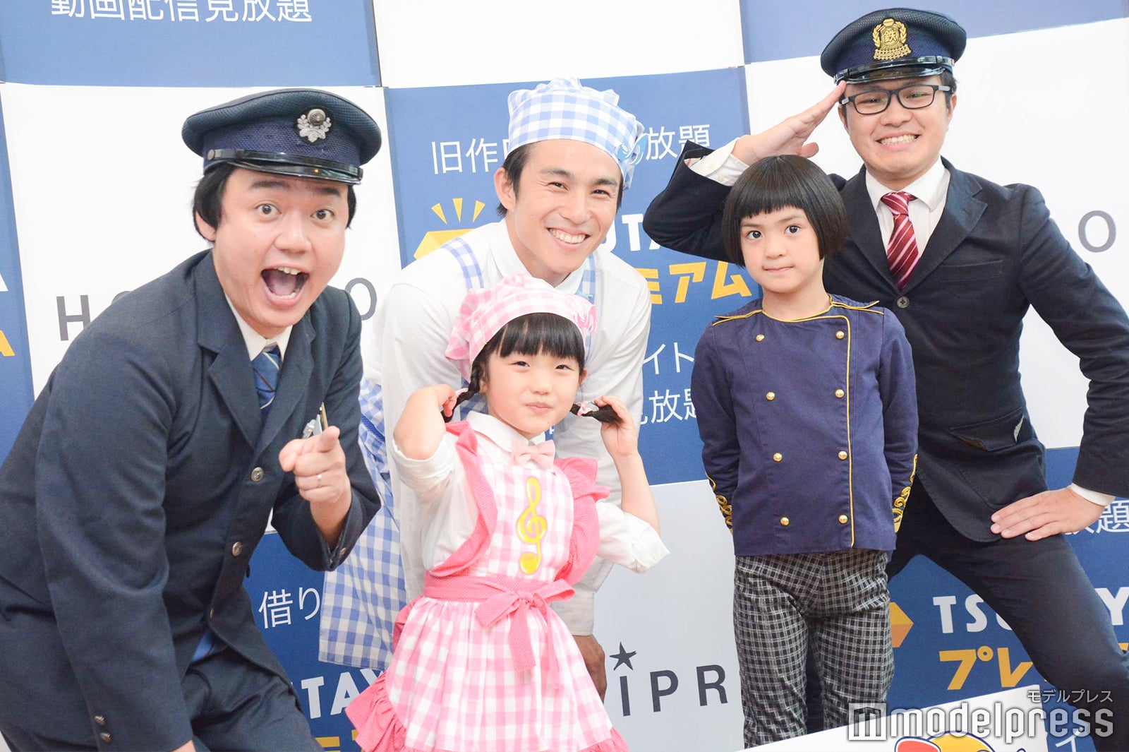 （左から）岡安章介、山崎莉里那、中尾明慶、獅童、南田裕介 （C）モデルプレス