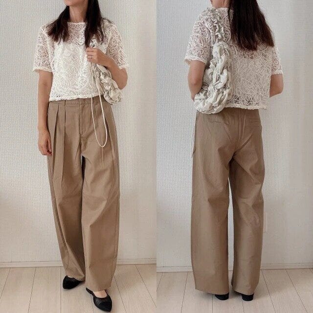 GUチノバレルレッグタックパンツお手本コーデ