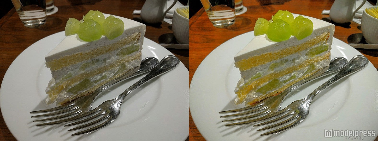 「フードモード」適用前（左）と適用後（右）