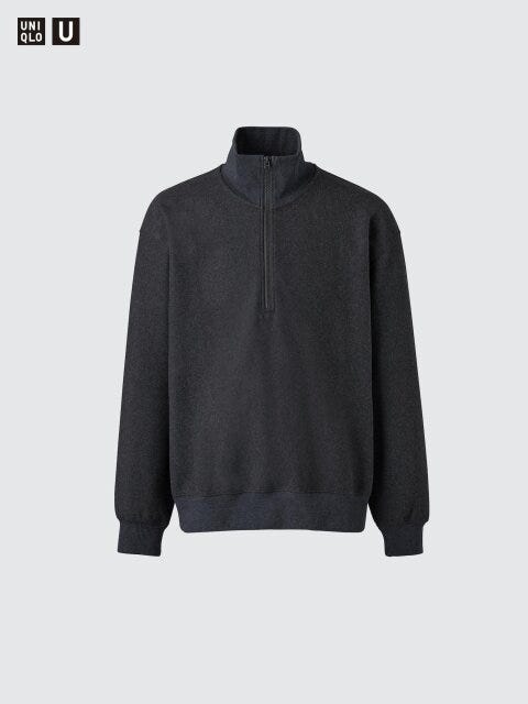 2025冬ユニクロ女性おすすめブラッシュドスウェットハーフジップシャツ