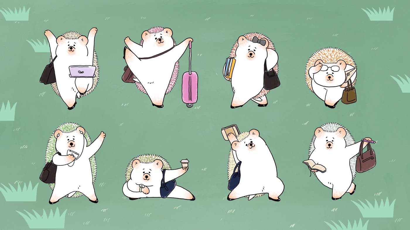 イラストレーター、キューライスが「就活生ハリネズミSNSでも」をオリジナルで描き起こし