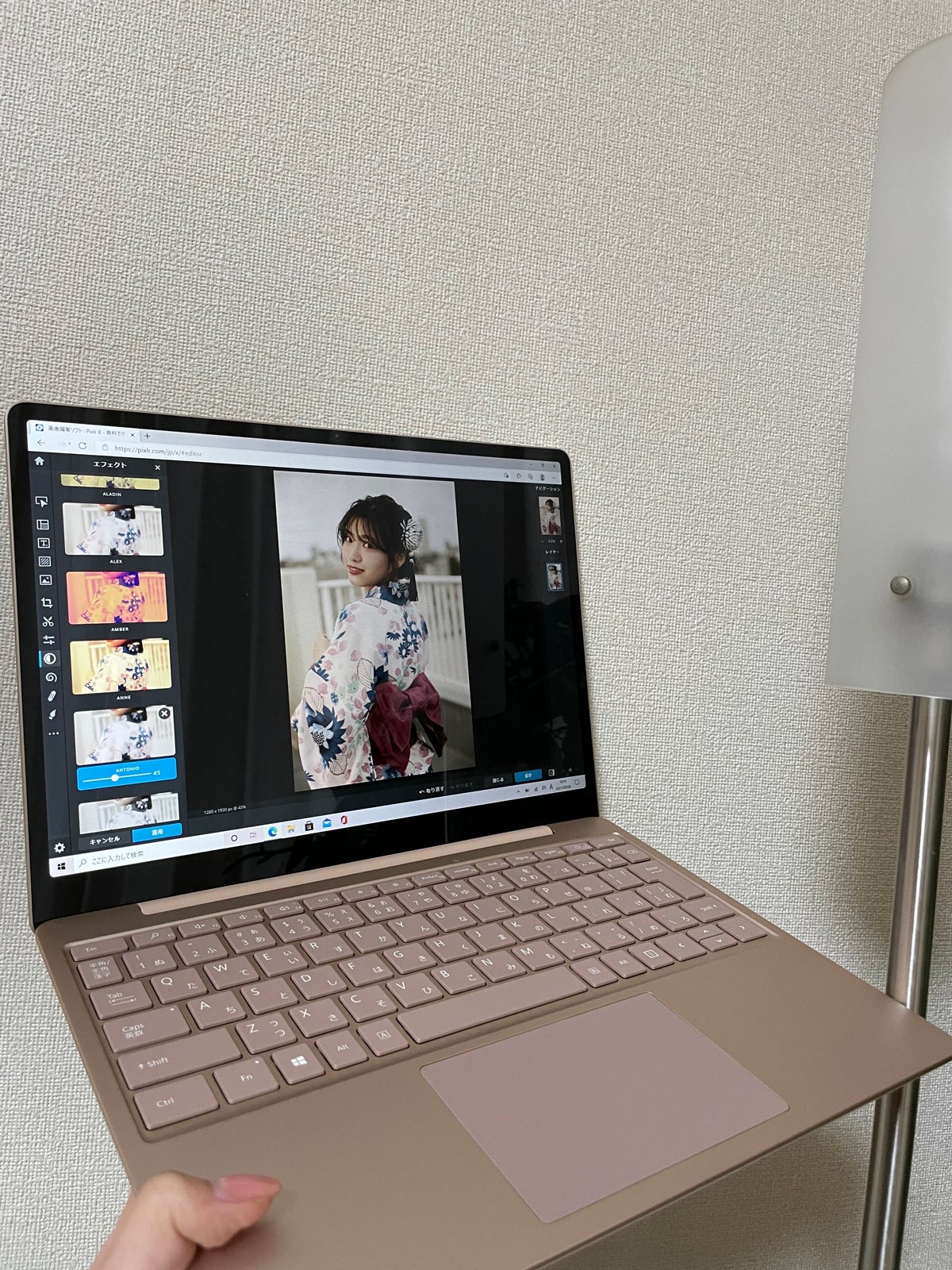 画像加工の様子（古田愛理さん提供）