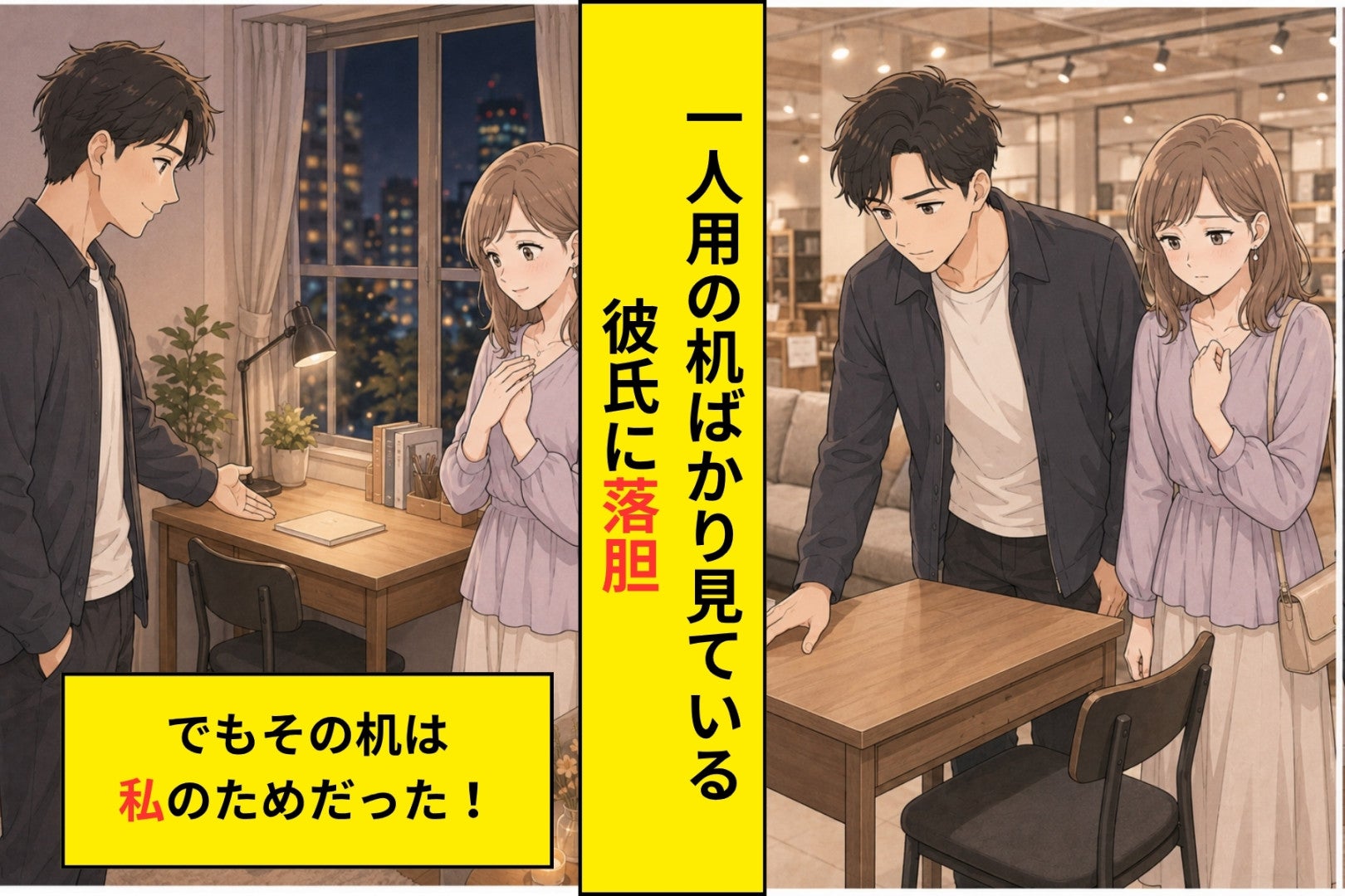二人の家具を買うはずの日、彼が選んだのは一人用の机だけ。私の居場所はないのだと思いました