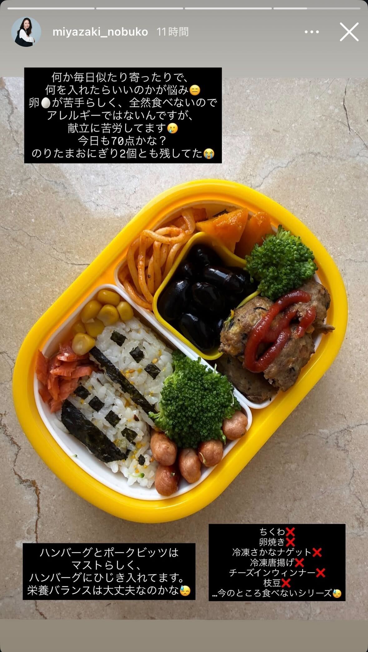 宮崎宣子Instagramストーリーズより