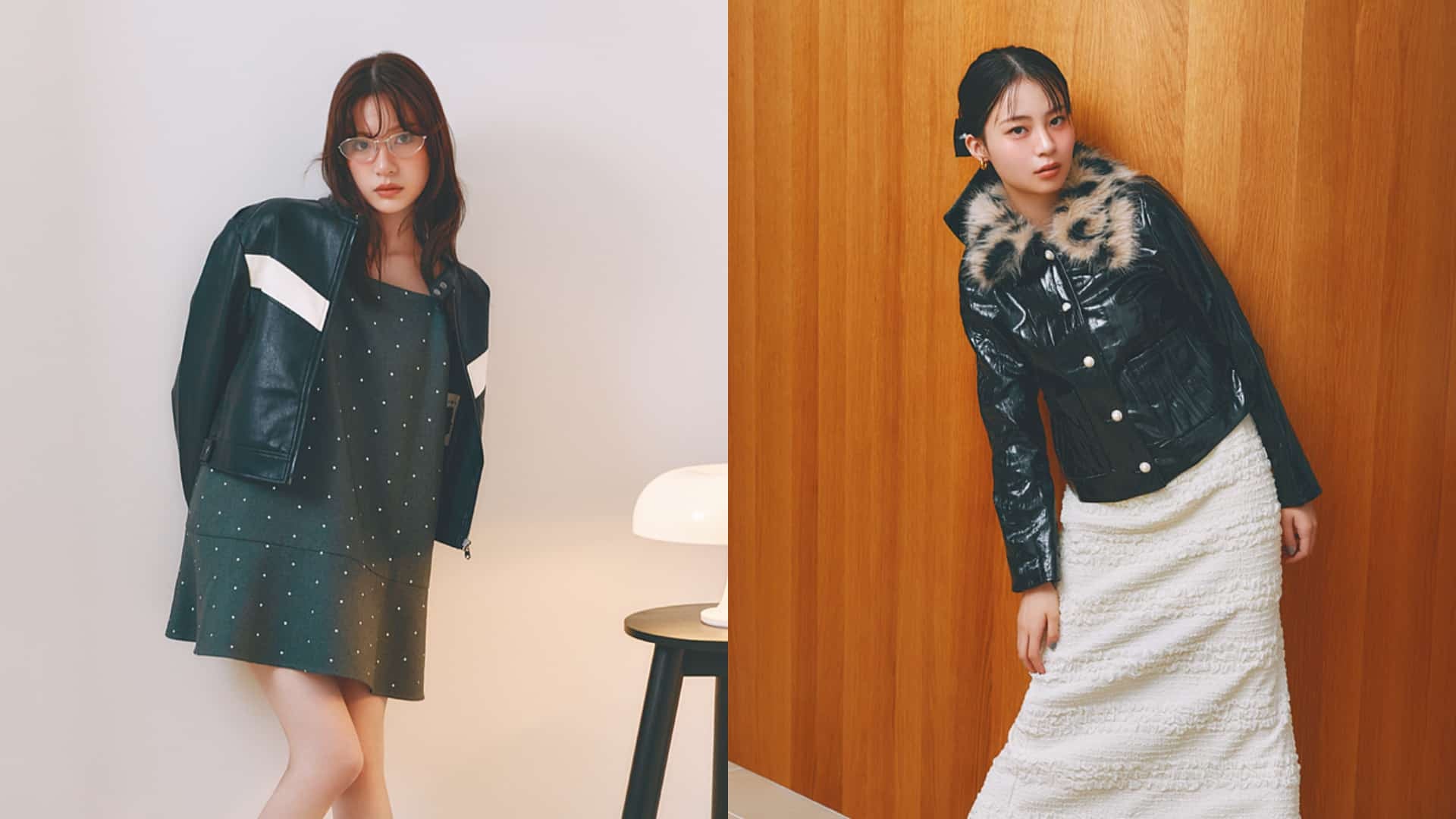 お背伸びレザーには甘〜いアイテムを忍ばせて♡ 甘辛MIXが今っぽ