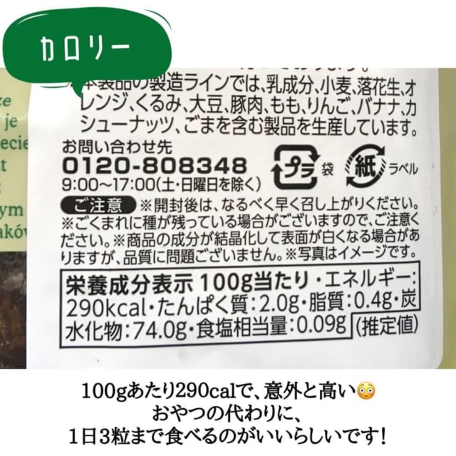 業務スーパーのデーツカロリー表