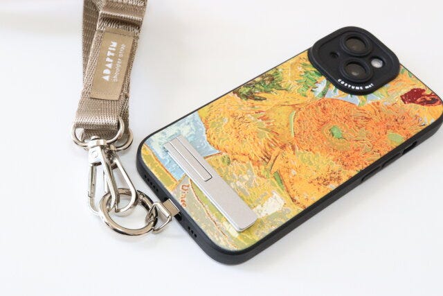 スマホ装着 ダイソーステンレス製スマホストラップホルダーシルバースマホ装着