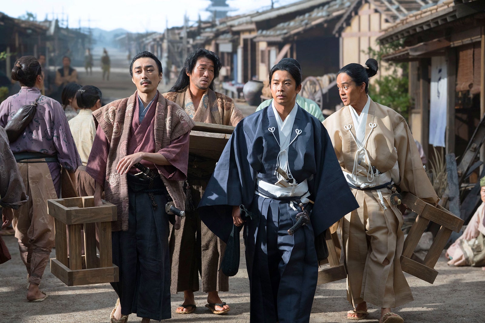 渋谷謙人、高橋努、仲野太賀、池松壮亮「豊臣兄弟！」第10話（C）NHK