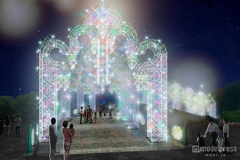 100万球のイルミネーションアーチ「幸運のレインボーアーチ」（イメージ）／画像提供：ラグーナテンボス
