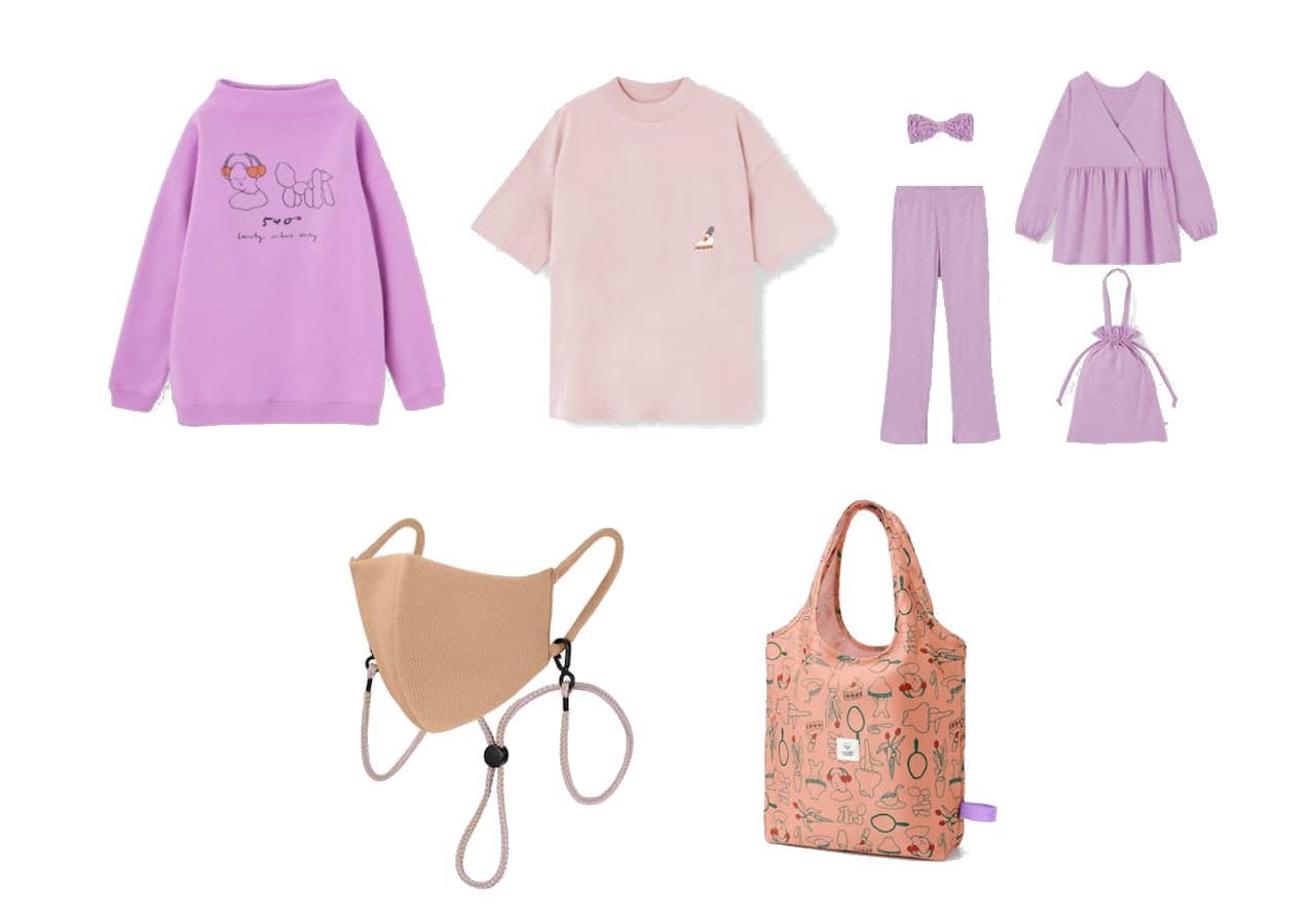 GU　イガリシノブ　コラボ　画像　新作　春　アイテム並べ　マスク　エコバッグ