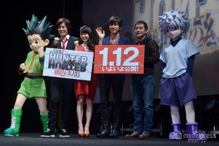 劇中に登場するキャラクターも登壇した。左から、ゴン・藤木直人・川島海荷・北川悠仁・岩沢厚治・ルキア