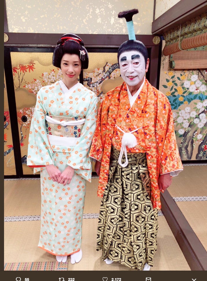 足立梨花、“バカ殿さま”志村けんとの2ショット公開　着物姿に絶賛の声