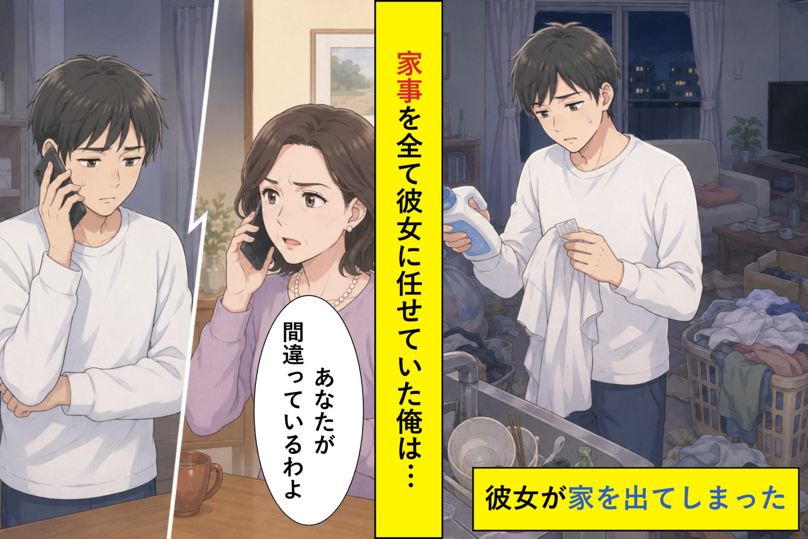 母からの電話は「あなたが間違っているわよ」。家事を彼女に任せきりだった俺の１週間