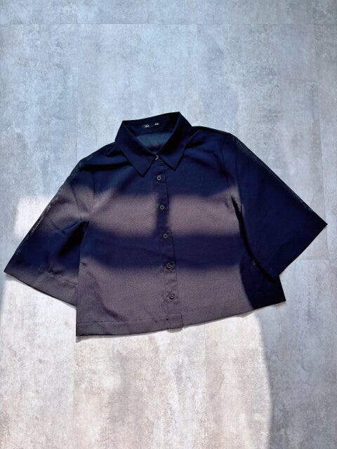 GU　シアーシャツ(5分袖)Q　BLACK