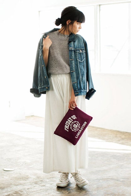 【SET】ドロップショルダーニットベスト+プリーツマキシスカート「STYLEST」7,050円（税込）／画像提供：STYLEST