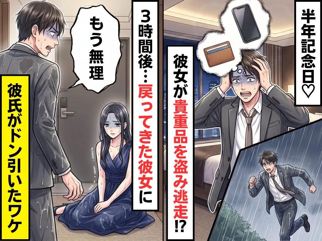 半年記念日♡彼女が【貴重品】を盗み逃走！？3時間後⇒戻ってきた彼女に「もう無理」彼氏がドン引いたワケ