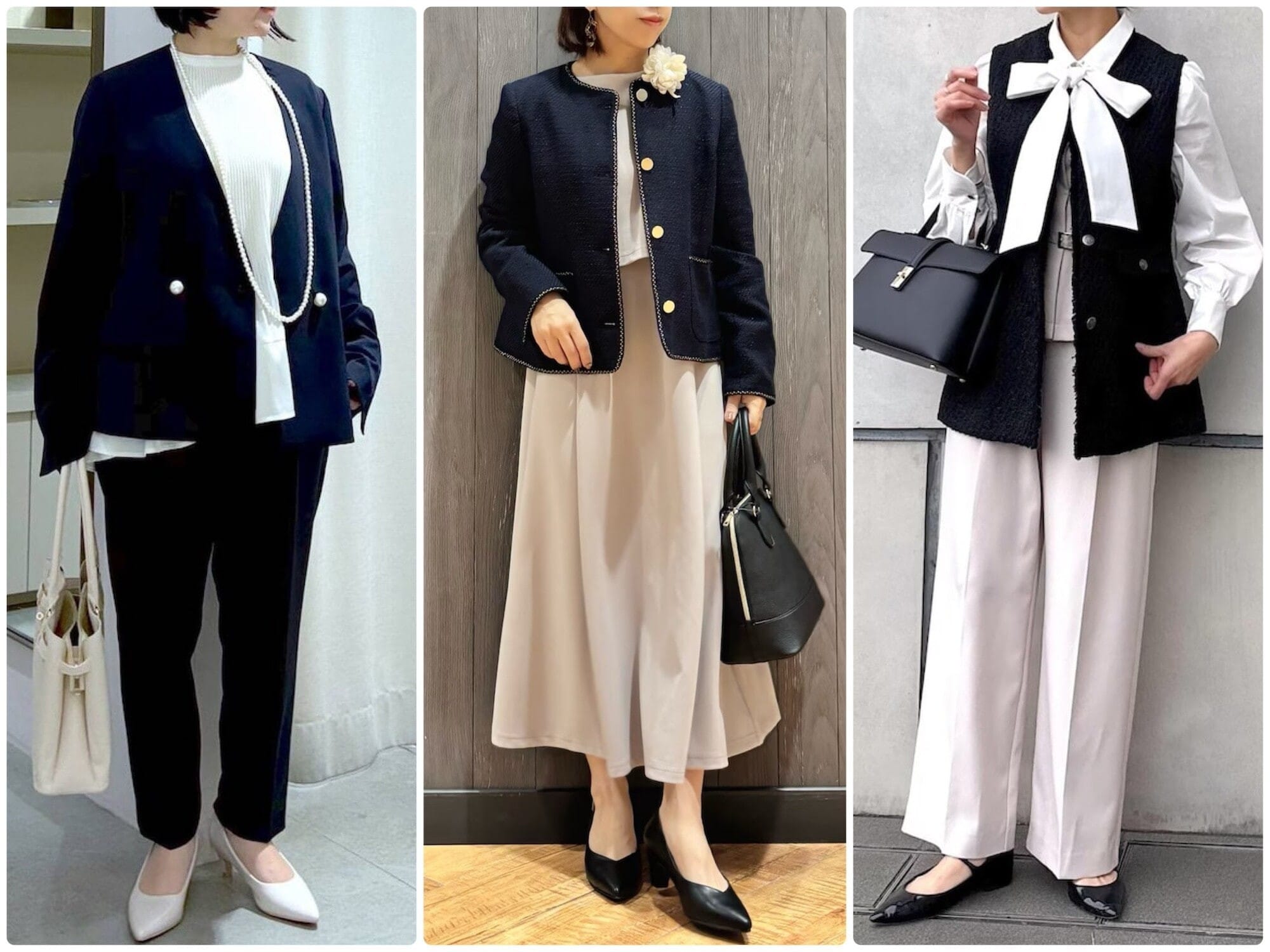 セレモニー以外でも着まわしOK！卒入学式におすすめの「40代のセレモニーコーデ」3選