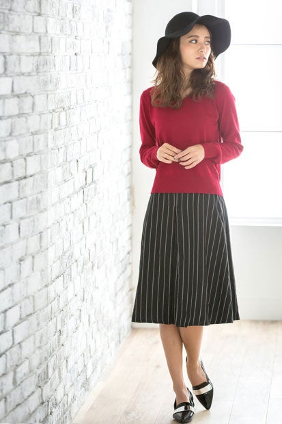 ベルト付きストライプスカート「Re:EDIT by GALSTAR」2,998円（税込）／画像提供：Re:EDIT by GALSTAR