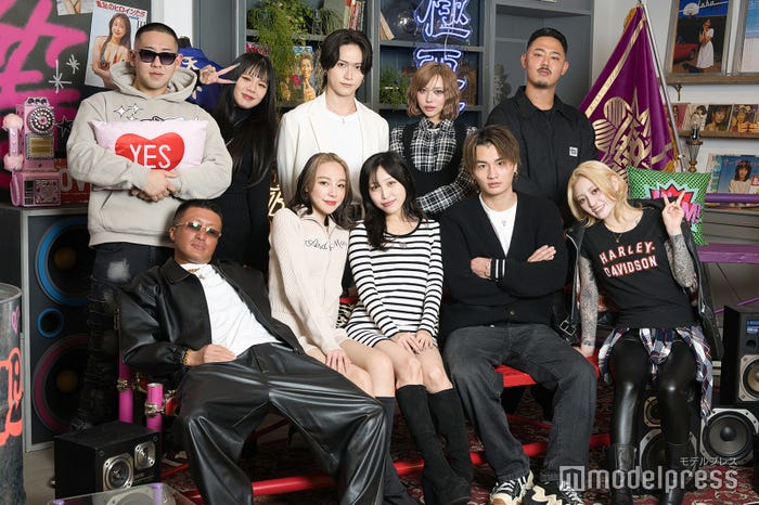(後列左から)ミルク、てかりん、てんてん、きぃーちゃん、タックル(前列左から)つーちゃん、Baby、あも、二世、おとさん(C)モデルプレス