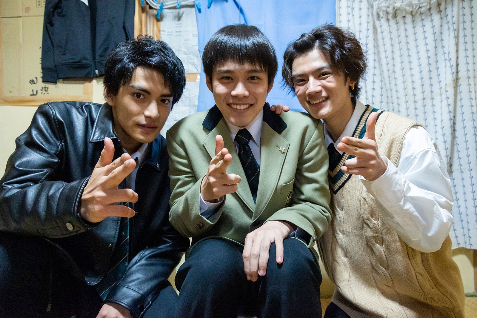 藤枝喜輝、細田佳央太、藤原大祐／「もしも、イケメンだけの高校があったら」第3話より（C）テレビ朝日