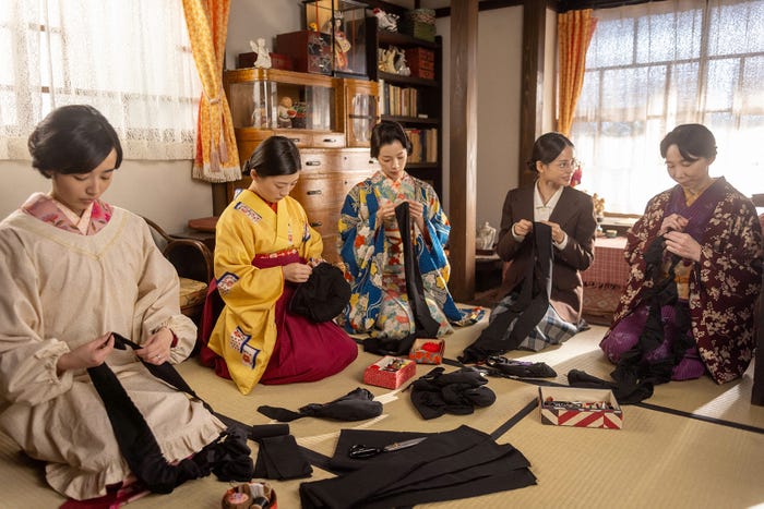 森田望智、伊藤沙莉、桜井ユキ、ハ・ヨンス、平岩紙「虎に翼」第12話より(C)NHK