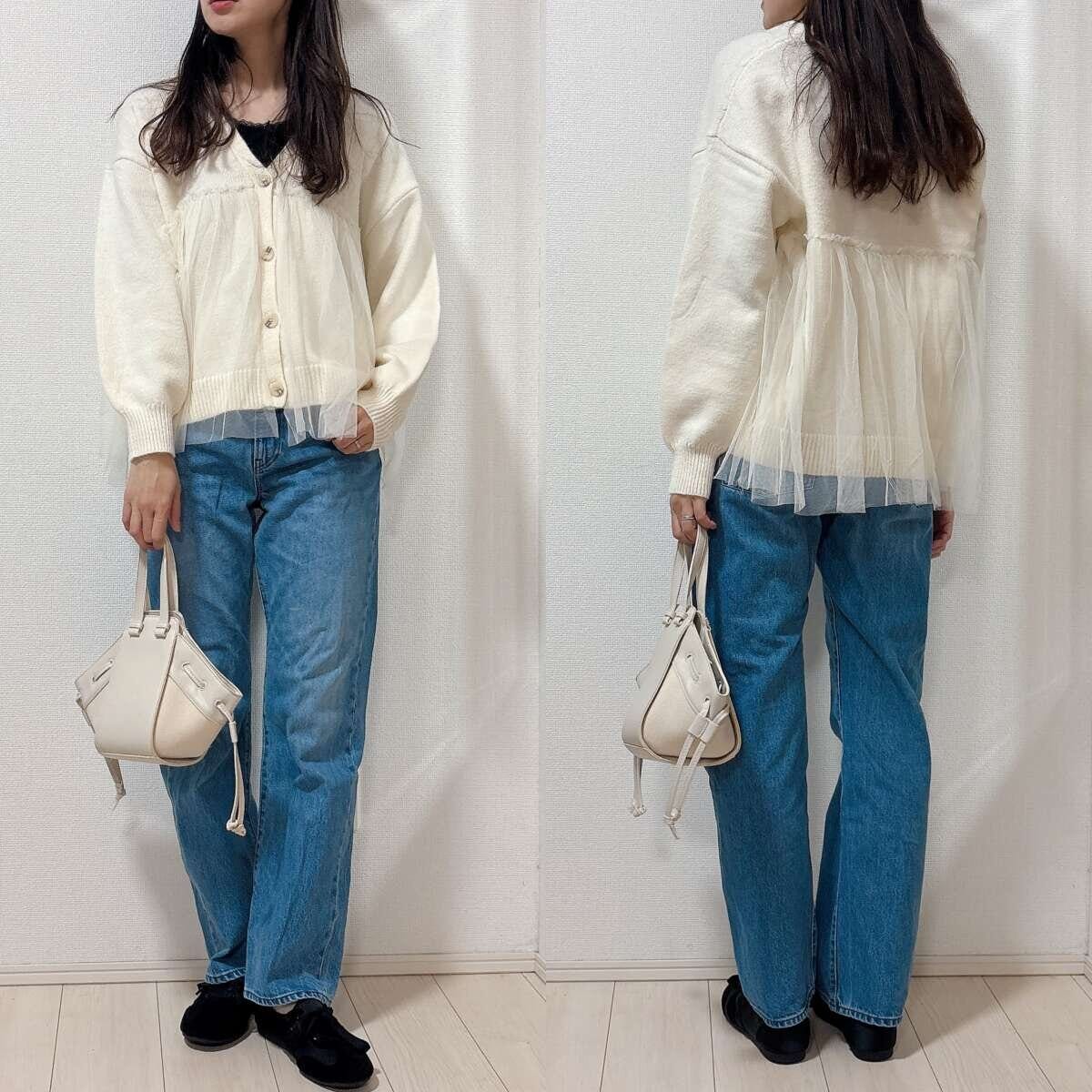 GUギャザーバレエスニーカー GUギャザーバレエスニーカーとデニムコーデ