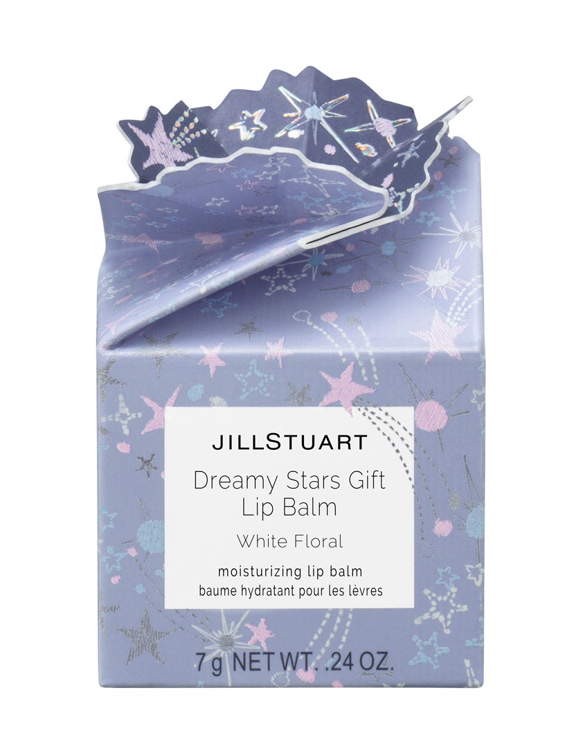 「ドリーミースターズギフト リップバーム ホワイトフローラル」パッケージ（C）JILL STUART Beauty