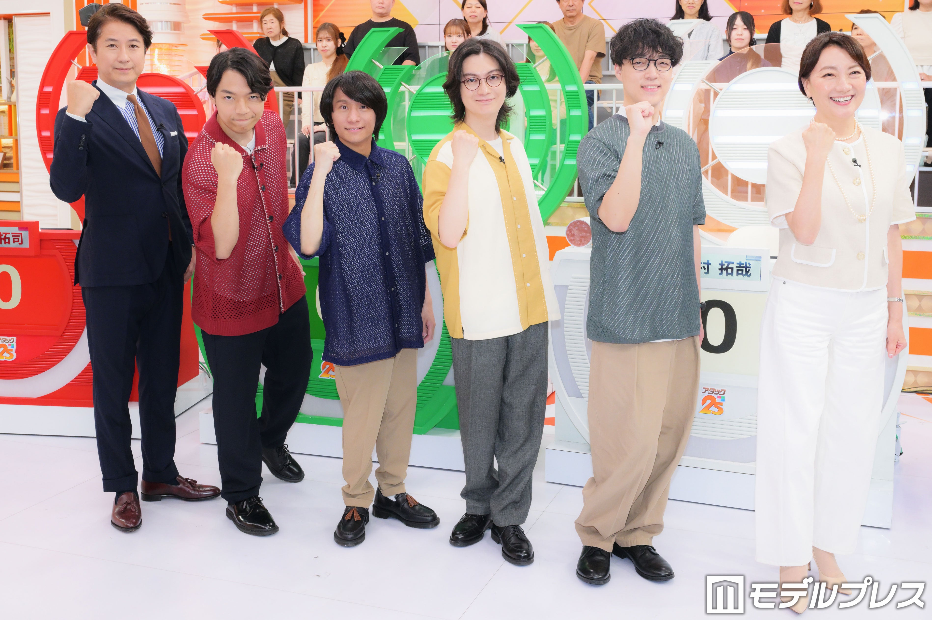 （左から）谷原章介、伊沢拓司、山本祥彰、河村拓哉、ふくらP、沢木美佳子アナ（C）モデルプレス
