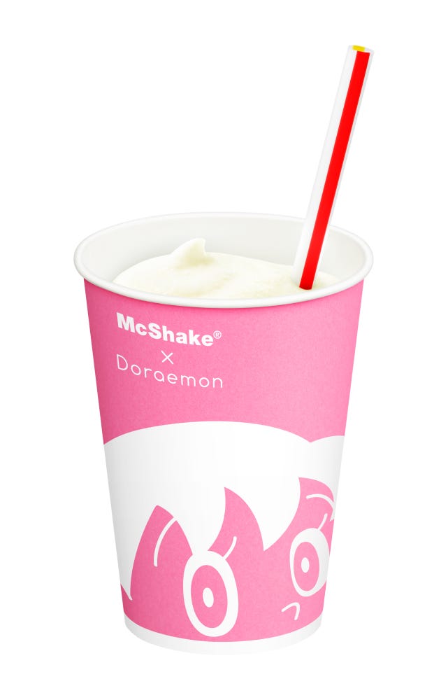 マックシェイク ヨーグル“ド”(ヨーグルト味)(C)藤子プロ・小学館・テレビ朝日・シンエイ・ADK