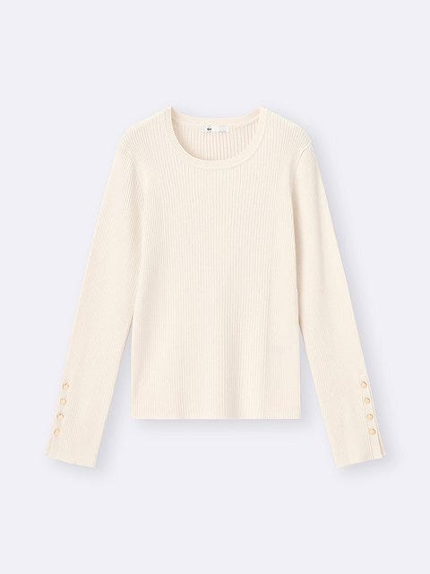 GU リブニットボタンスリーブプルオーバー GUのリブニットボタンスリーブプルオーバー