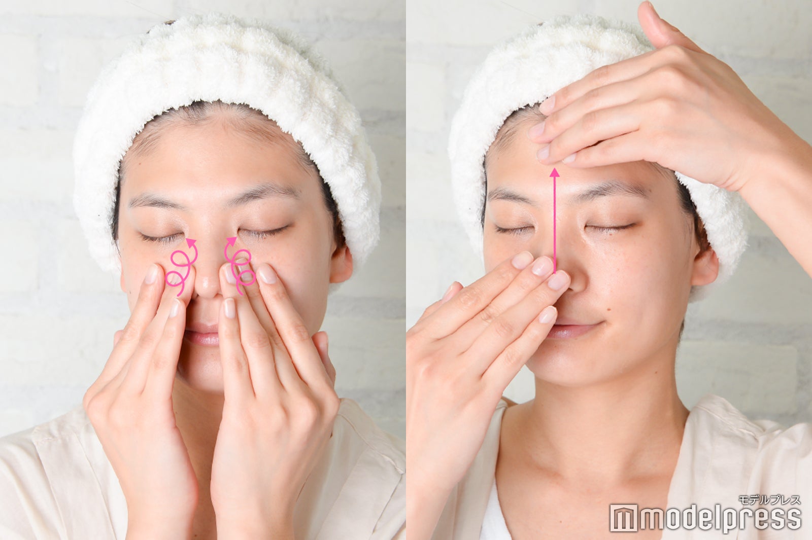 指先を使って小鼻のまわりも丁寧に（C）モデルプレス